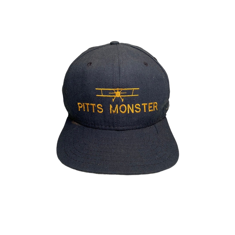 Vintage New Era Pitts Model 12 (Pitts Monster) Fitted Hat Cap Sz 7 3/4 Navy
